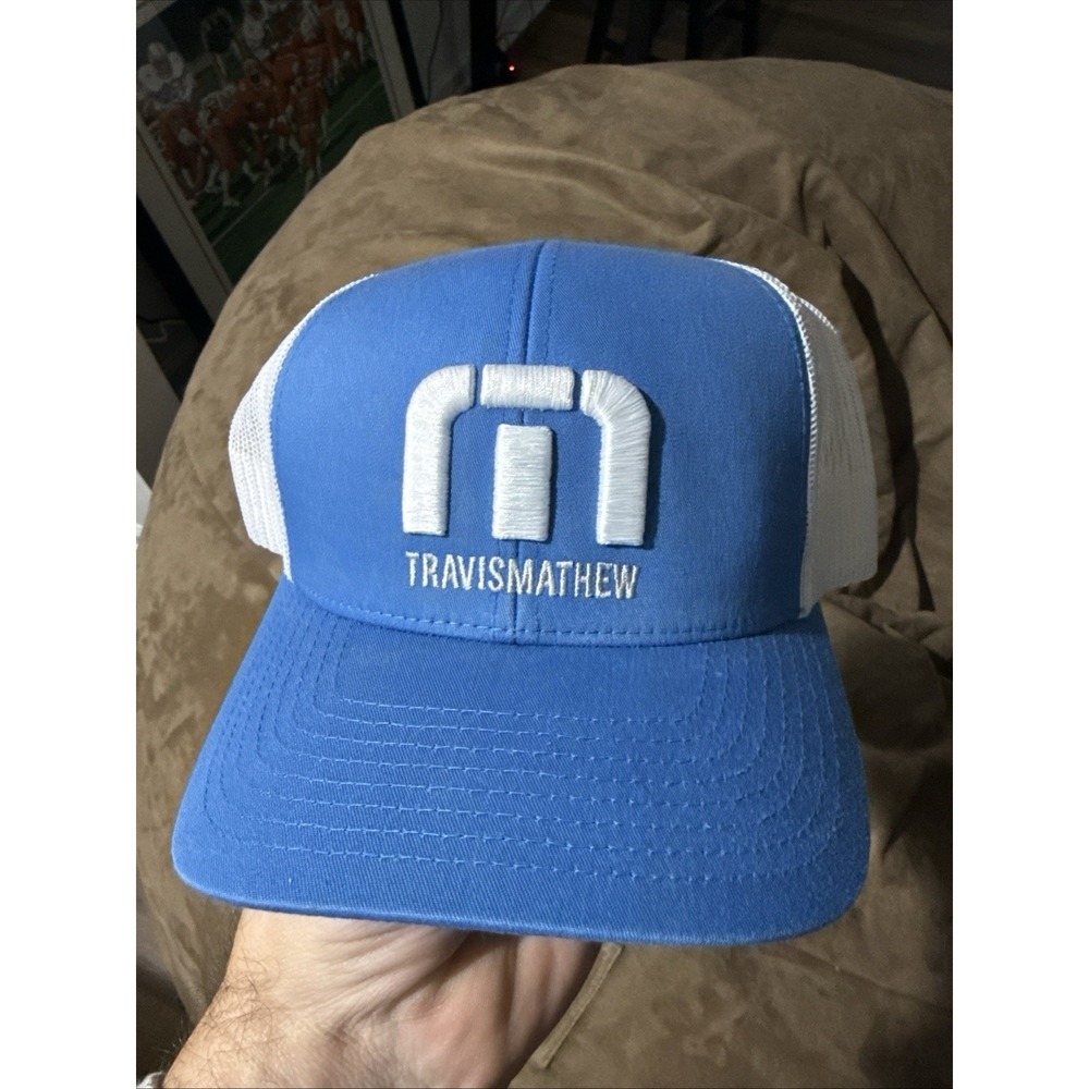 Travis Mathew Hat Men's‎ One Size Blue Logo Signature Flex Fit Golf Sport Cap
